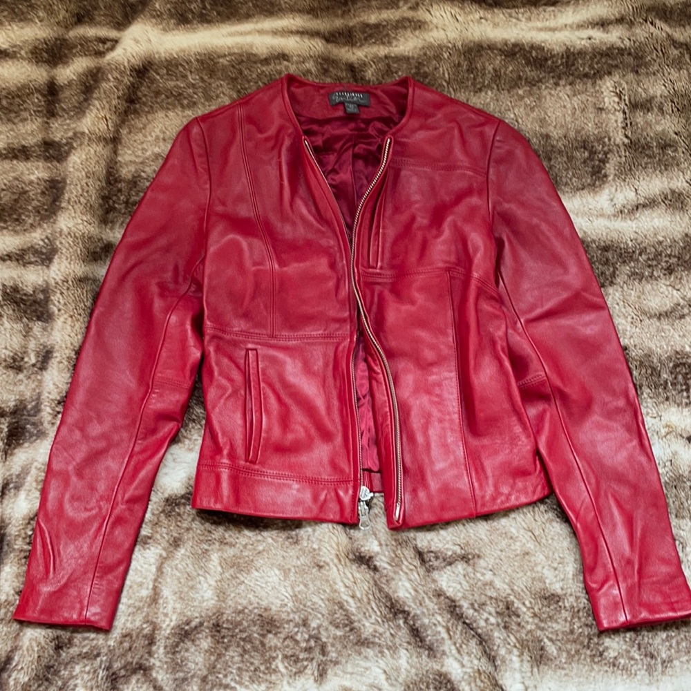 Red leather jacket